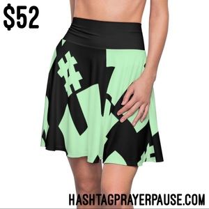 #PrayerPause Black Mint Women's Skater Skirt